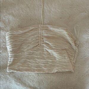 SHEIN Cream Textured Crop Top